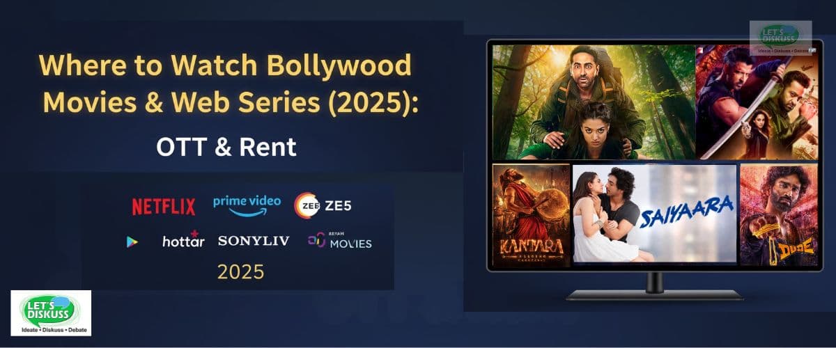 Poster collage of 2025 Bollywood movies and web series including Chhaava, War 2, Thamma, and The Family Man Season 3.