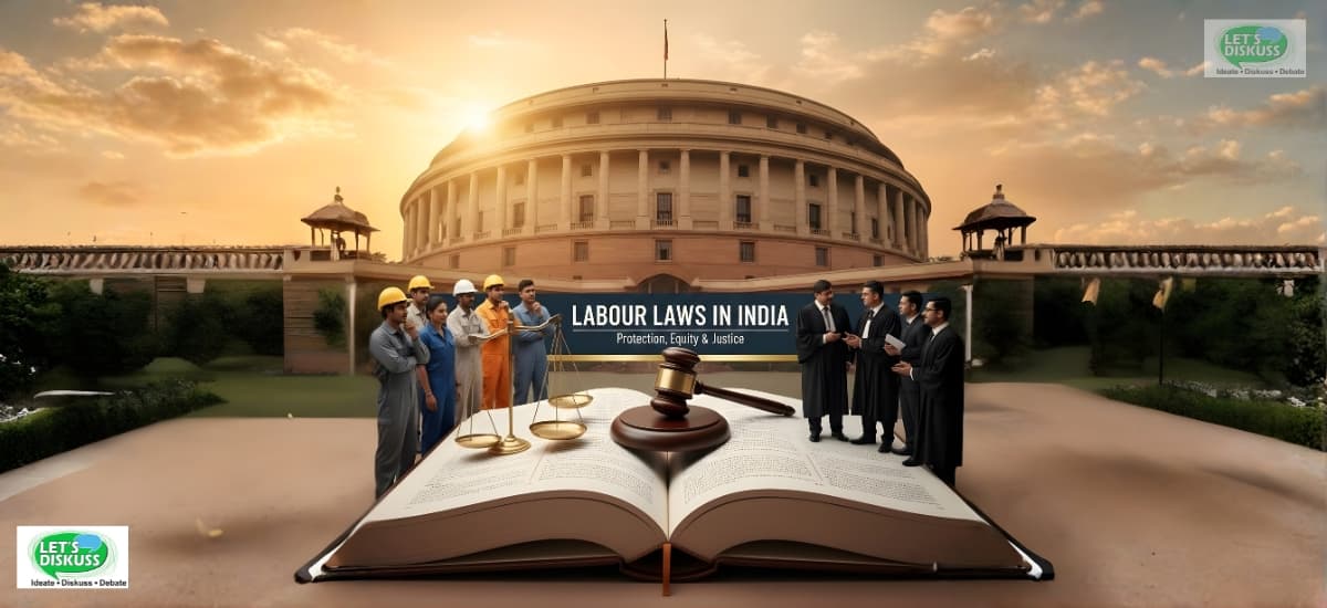 Overview of labour laws in India showing key acts, worker rights, working hours and updates under the new labour codes 2025.
