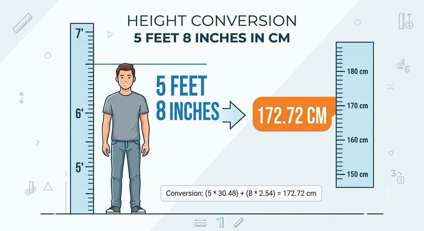 5 feet 8 inches in cm