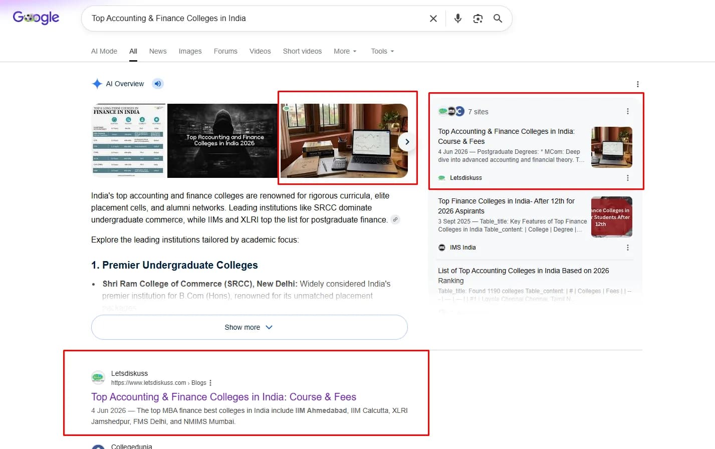 Blog Shown in Google SERP and Google AI Overview