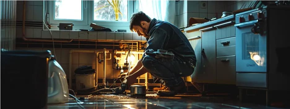 Local plumber repairing a home